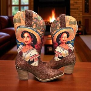 New Dingo Custom Colorful Western Cowboy Boots. Leather Made in Mexico